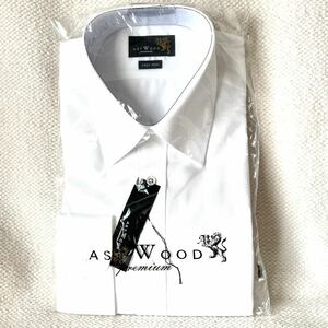 未使用 ASTWOOD premium アストウッド メンズ ワイシャツ Yシャツ 長袖シャツ ホワイト ストライプ柄 41-84 綿 L 形態安定 百貨店ブランド