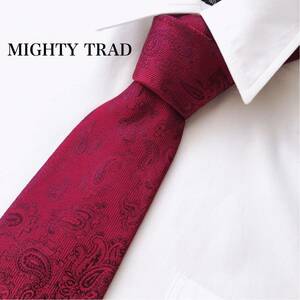 MIGHTY TRAD マイティー トラッド ペイズリー柄 高級感 シルク 絹 100% シルクネクタイ 総柄 ビジネス カジュアル フォーマル 赤系 スーツ