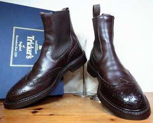 【美品】英国製 Tricker's/トリッカーズ HENRY チェルシー サイドゴアブーツ UK71/2 Fit.5 26cm相応 エスプレッソ 茶/cheaney クロケット