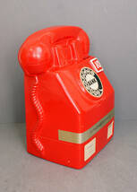 昭和レトロ　赤電話　陶器製貯金箱　２６cm_画像3