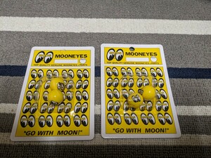 MOONEYES・ムーンアイズ　アイボール エアバルブキャップ ２個入／イエロー　2セット分　ガレージ　アメ雑貨