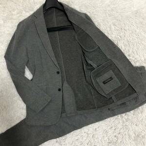 ナノユニバース　NANO UNIVERSE　スーツ　セットアップ　テーラードジャケット　L　グレー　ストレッチ　コットン　綿　ブレザー　メンズ