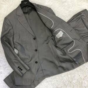 未使用級 L-XL/メンズティノラス MEN'S TENORAS シルバースーツ セットアップ光沢感 ヘリンボーン シングル 廃盤 ビジネス メンズ