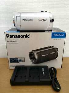 美品・動作品 Panasonic パナソニック HC-W590M デジタルハイビジョン ビデオカメラ ワイプ撮り ホワイト