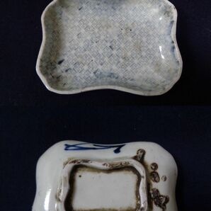 古伊万里 初期印判手 小皿 豆皿 2種4枚 江戸前期 金継ぎ 参考品 時代物の画像3