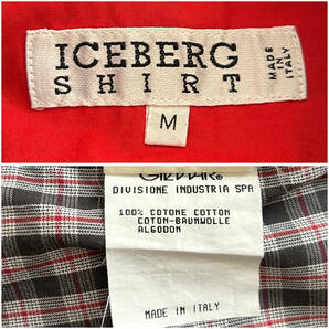 【1000円スタート】イタリア製 ICEBERG SHIRT アイスバーグ ボタンダウン チェック 長袖シャツ メンズ Mの画像3