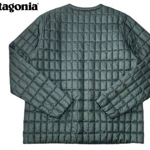 ★Patagonia パタゴニア 白タグ デカタグ Vネック プルオーバーダウン ダウン シャツジャケット グリーン メンズ Lの画像2