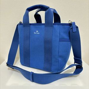 Paul Smith 2WAY トートバッグ ブルー コアオーガニックコットン スモールトート ミニバッグ キャンバス