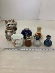 花瓶 陶器 花器 壺 ミニチュア 置物 招き猫