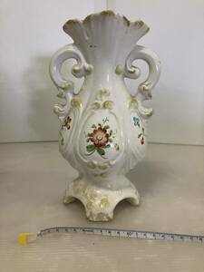 イタリア製 花器 花瓶 置物 アンティーク フラワーベース 陶器 インテリア 陶花 