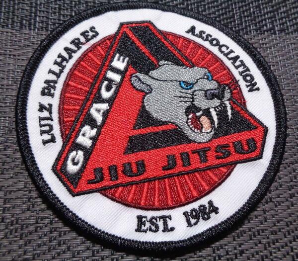 NM円型白黒赤◆激熱グレイシー柔術 Jacksonville Gracie Luiz Palhares パンサー 猛獣 刺繍ワッペン◆アメリカ ブラジリアン柔術◇柔道