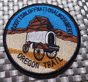 LR空茶砂OG馬馬車■円型◆新品アメリカ　オレゴン・トレイル　オレゴン街道Oregon Trail　西部開拓時代　開拓者　刺繍ワッペン◆■衣服DIY