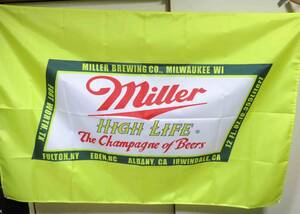 『特大A』黄檸檬　レモンカラー■激熱◇ミラービール Miller アメリカ　特大フラッグ　旗　バナー　激渋■広告　宣伝　テナント◇BAR　飲食