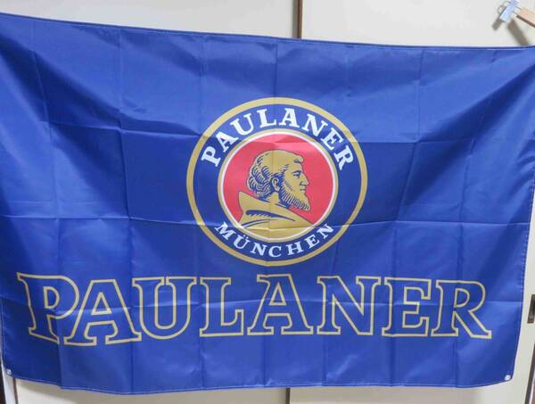 『特大』深青デカロゴ☆激熱パウラーナーPaulaner修道士 ミュンヘン ドイツビール フラッグ 旗バナー 広告宣伝 テナント◇レストラン
