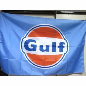 『特大A』空橙■激渋Gulf oilアメリカ ガルフ・オイル モーターオイルmotor oilフラッグ 旗 バナー◆自動車 バイクエンジン オイル 潤滑油