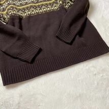 【美品】Burberry London バーバリーロンドン 編み込み ウール ニット セーター カシミヤ混 ノルディック ホースロゴ 刺繍 Mサイズ_画像3