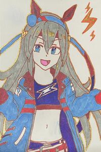 Art hand Auction Uma Musume Pretty Derby Tamamo Cross Hand-drawn Illustration Postcard, comics, anime goods, hand drawn illustration