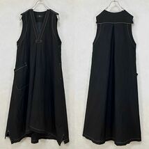 Y's COTTON TYPEWRITER CLOTH DRESS 黒2_画像3