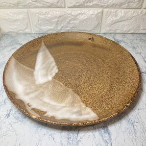 平皿 昭和レトロ 模様 茶色 ブラウン 大皿 ヴィンテージ シンプル 粋