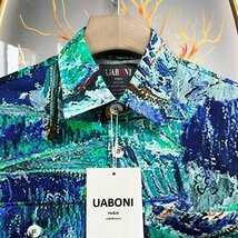 個性EU製＆定価4万◆UABONI*Paris*長袖シャツ*ユアボニ*パリ発◆速乾 薄手 軽量 総柄 ライトアウター トップス 旅行 海 夏 L/48サイズ_画像4