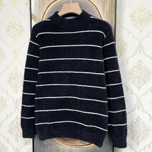 最高級EU製＆定価5万◆UABONI*Paris*セーター*ユアボニ*パリ発◆ミンク/カシミヤ混 防寒 ストライプ プルオーバー 秋冬 定番 XL/50サイズ_画像8