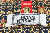 ジャンニ・ヴェルサーチ シルク メドゥーサ柄 総柄 イタリア製 ブランド ネクタイ メンズ ネイビー 良品 GIANNI VERSACE_画像4