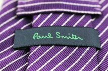 ポールスミス シルク コットン ストライプ柄 イタリア製 ブランド ネクタイ メンズ パープル 良品 Paul Smith_画像4