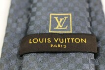 ルイ・ヴィトン シルク ダミエ ワンポイント 高級 イタリア製 ブランド ネクタイ メンズ グレー 良品 LOUIS VUITTON_画像4