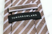 トゥモローランド シルク ストライプ柄 ハンドメイド 日本製 ブランド ネクタイ メンズ ブラウン TOMORROWLAND_画像4