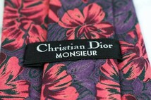 クリスチャンディオール シルク 花柄 総柄 ブランド ネクタイ メンズ パープル Christian Dior_画像4