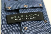 ヒルトン シルク チェック柄 格子柄 ドット 小紋柄 イタリア製 ブランド ネクタイ メンズ ネイビー 良品 HILTON_画像4