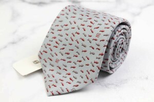  Loewe silk total pattern fish goldfish unused tag attaching brand necktie men's gray unused new goods LOEWE Spain highest peak old shop brand 