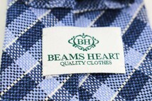 ビームスハート シルク ウール ハンドメイド チェック柄 ブランド ネクタイ メンズ ネイビー BEAMS HEART_画像4