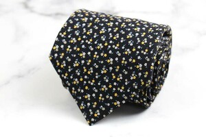  Dunhill silk total pattern floral print Italy made brand necktie men's black superior article dunhill