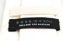 ヒルトン シルク ストライプ柄 無地 日本製 ブランド ネクタイ メンズ ホワイト 良品 HILTON_画像4