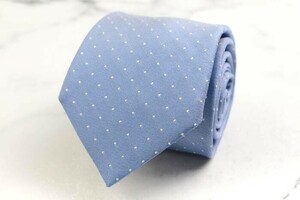 メーカーズシャツ鎌倉 シルク ドット 総柄 イタリア製 ブランド ネクタイ メンズ ブルー 良品 MAKER'S SHIRT KAMAKURA 鎌倉シャツ