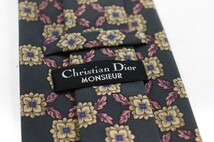 クリスチャンディオール シルク 小紋柄 花柄 ブランド ネクタイ メンズ ブラック 良品 Christian Dior_画像4