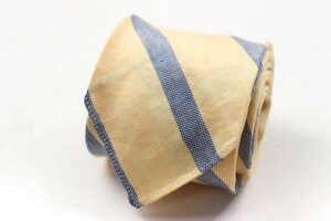 メーカーズシャツ鎌倉 シルク ストライプ柄 イタリア製 ブランド ネクタイ メンズ イエロー 良品 MAKER'S SHIRT KAMAKURA 鎌倉シャツ