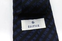エディフィス シルク ストライプ柄 日本製 ブランド ネクタイ メンズ ネイビー 良品 EDIFICE_画像4