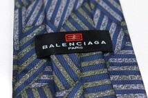 バレンシアガ シルク 格子柄 西陣 日本製 ブランド ネクタイ メンズ ネイビー 良品 BALENCIAGA_画像4