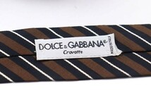 ドルチェアンドガッバーナ シルク ドルガバ ストライプ柄 伊製生地 イタリア製 ネクタイ メンズ ブラウン 良品 Dolce&Gabbana ドルガバ_画像4