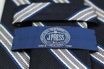 ジェイプレス シルク ストライプ柄 ハンドメイド ブランド ネクタイ メンズ ネイビー 良品 J.PRESS_画像4