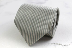  Gianni * Versace silk stripe pattern mete.-sa pattern Italy made brand necktie men's gray superior article GIANNI VERSACE