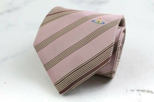  Vivienne Westwood silk stripe pattern made in Italy cloth o-b Italy made brand necktie men's pink superior article Vivienne Westwood