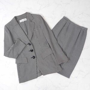 4-ZA035【良品】クリスチャンディオール Christian Dior ウール セットアップ ブラック/ホワイト 9 レディース