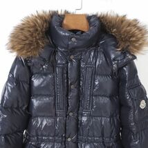 4-YB030 モンクレール MONCLER ROD ダウンジャケット ファー付 ネイビー サイズ1 正規品 メンズ_画像2