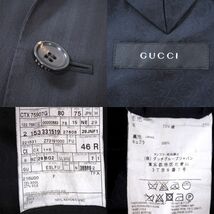 4-YB221 グッチ GUCCI ウール シルク 裏地GG柄 スーツ セットアップ シャドーストライプ ブラック 46 メンズ_画像8