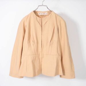 210668【未使用】マルニ MARNI コットンリネン ジャケット ベージュ 44 レディース