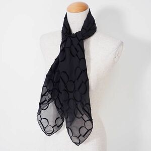4-SC020 クリスチャンディオール Christian Dior ベロア刺繍 ロゴ スカーフ ブラック レディース