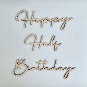 Happy Half Birthday wooden letter banner typeD half birthday 